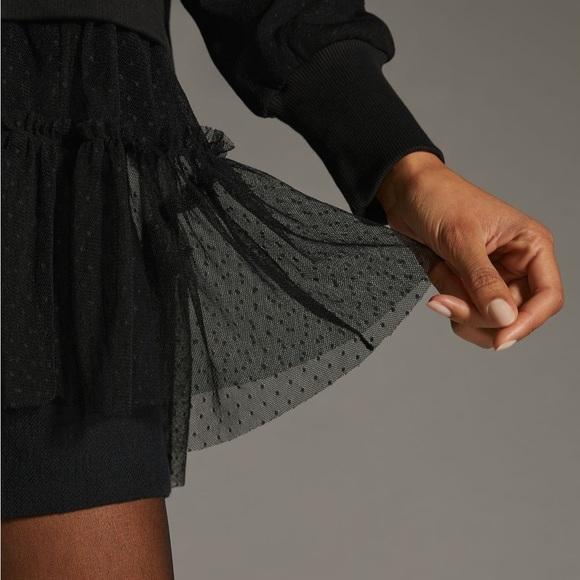 By Anthropologie Black Tulle Layered Sweatshirt - Picture 4 of 10